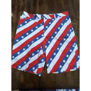 Royal & Awesome Patriotic Golf Shorts Mens 38 Casual Blue Red White